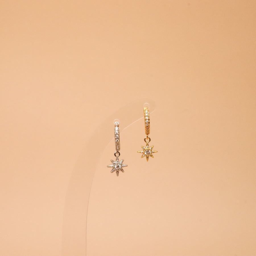 Diamond Studded Hoops - Starburst