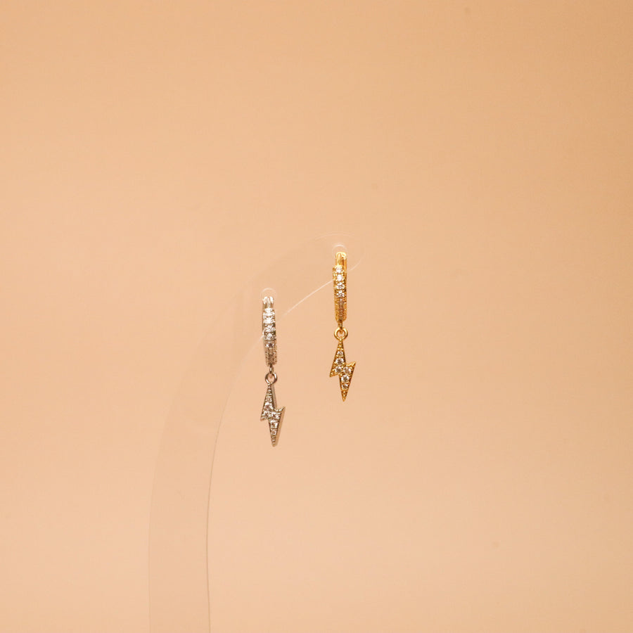 Diamond Studded Hoops - Lightning
